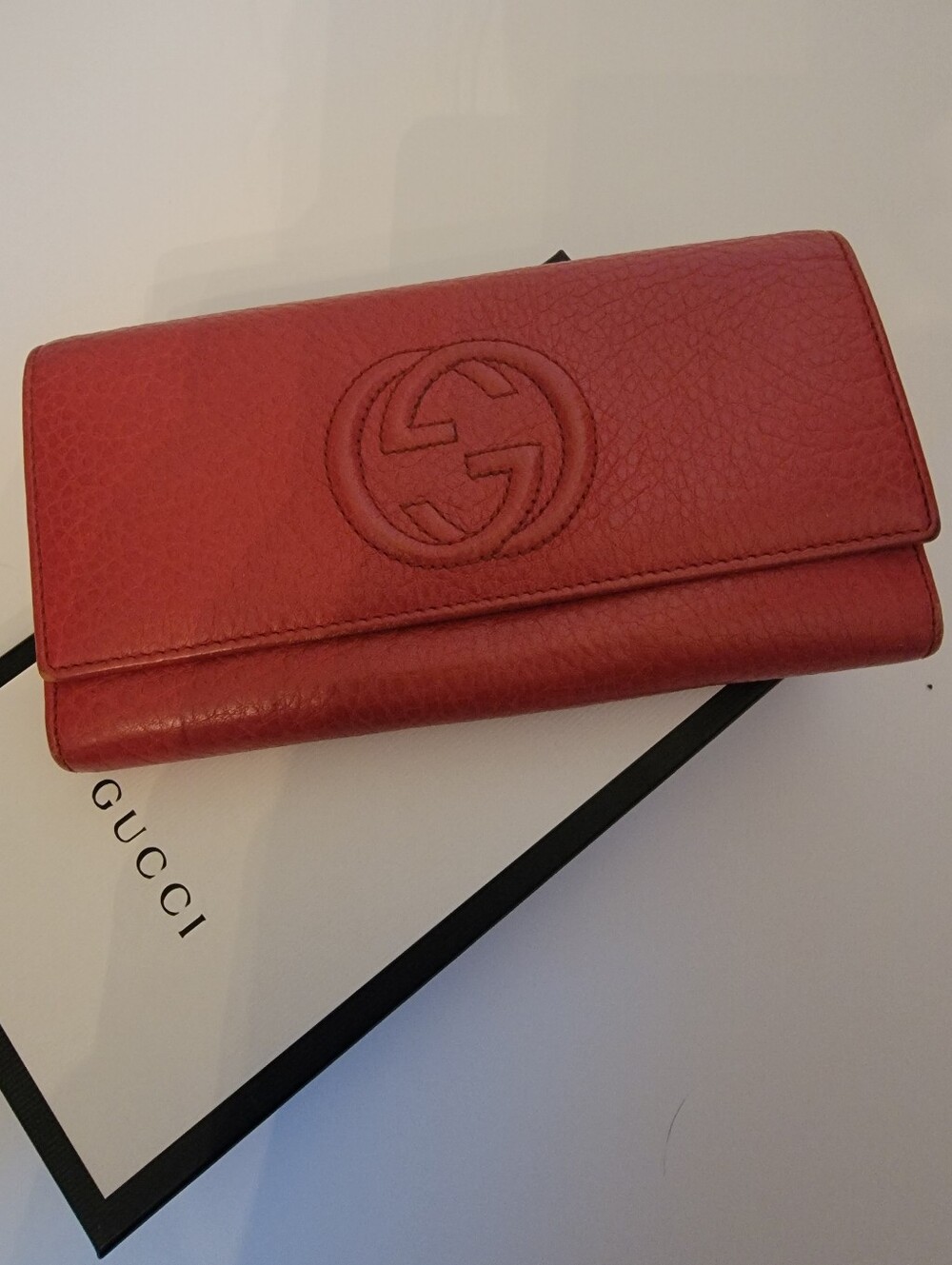 Gucci Red Leather Continental Wallet